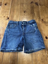 Levi's Premium 501 Women's W27 Blue Distressed Denim Cut-Off Shorts Button Fly
