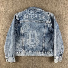 GAP Disney Kids Denim Jacket Mickey Mouse Blue Wash Size 5T 5 Years Snap Buttons