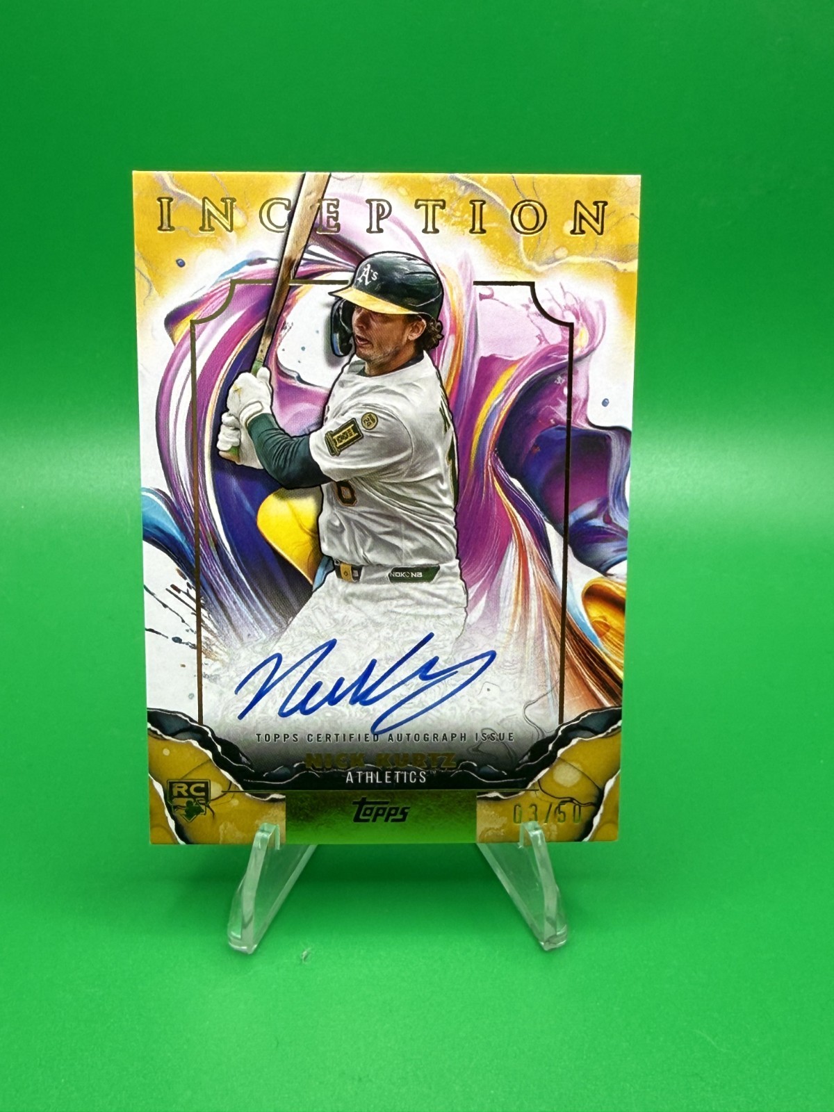 2025 Topps Inception Nick Kurtz RC Rookie & Emerging Stars Auto Gold /50