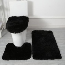 3Pcs Bathroom Bath Mat Contour Rug Set with Toilet Lid Cover,Ultra Soft,Non-Slip