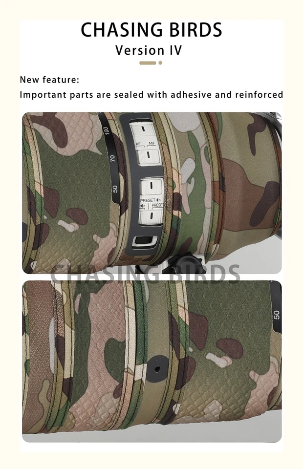 CHASING BIRDS Lente Camuflaje Abrigo Elástico para NIKON AF-S 800mm F5.6 E FL ED VR Foto 2 de 4