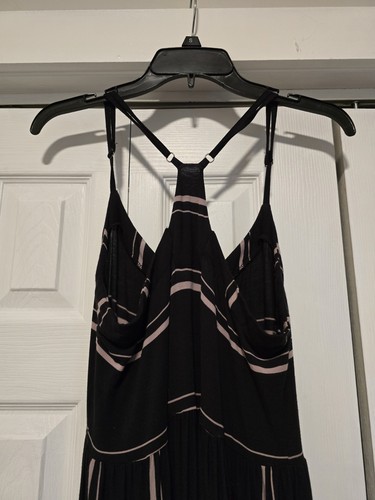 **Maxi Vestido Volcom** Para Mujer Grande Rayas Negro Correa de Espagueti Abertura Informal - Imagen 7 de 11