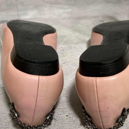 Escarpins cuir LOUIS VUITTON logo LV métal rose clair femme taille EU36/US5 - Photo 10/12