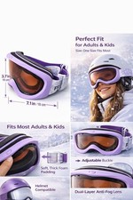 Ski Goggles Anti-Fog UV400 Snowboard Snow Glasses Adjustable Strap for Kid Adult