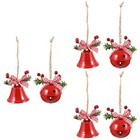 6 Pcs  Christmas Iron Bells Adorable Hanging Ornament Christmas Bells for Decor