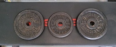 Weider Barbell Vintage 10 Lb Standard 1  Weight Plates 2x10Lb + 5lb Total 25 Lbs