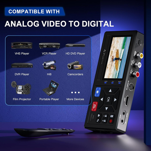 Convertitore Da VHS a Digitale, Registratore Video in Digitale Con Telecomando, - Foto 5 di 9