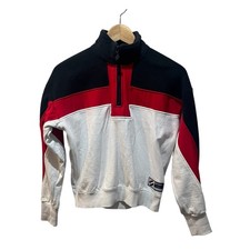 Superdry - Size 8 UK - Very small Sportstyle 1/4 Zip Sweatshirt White Red Blue