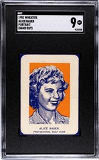 1952 WHEATIES ALICE BAUER PORTRAIT SGC 9 MINT RARE HAND CUT POP 1 BLUE BORDERS!