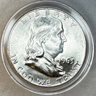 1963 D FRANKLIN HALF DOLLAR 90% SILVER - US COLLECTIBLE COIN IN CAPSULE @2