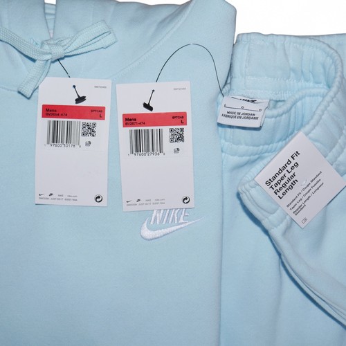 Nike Club Fleece Mens Sweatsuit Ice Blue Tracksuit Black Hoodie Joggers NWT - Picture 18 of 20