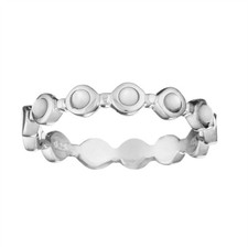 Silverly Half Eternity Ring 925 Sterling Silver Mother of Pearl Stackable Ring