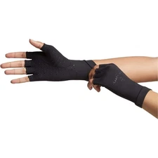 Tommie Copper Black Compression Half Finger Gloves Copper Zinc Infused Size L