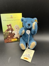 Steiff Historic Miniature 1908 Blue short mohair Teddy Bear 18cm 7" .