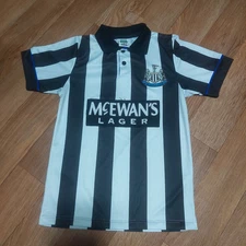 NEWCASTLE SCORE DRAW RETRO HOME SOCCER JERSEY FOOTBALL SHIRT SIZE S