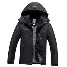 Men's Waterproof Ski Jacket Warm Winter Hooded Snowboarding Coat Medium Black