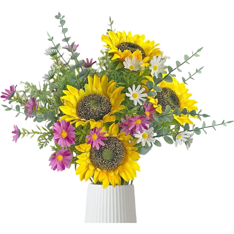 Künstliche Sonnenblumen Blumenstrauß UV-beständig Seidenblumen Wohnzimmer Hoc... - Bild 1 von 4