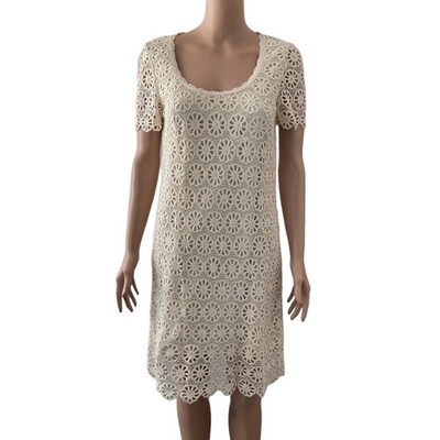 French Connection Dress Womens 6 Off White Embroidered Long Sleeve