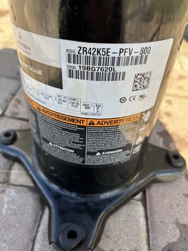 COPELAND SCROLL COMPRESSOR model ZR42K5E - PFV -800 Year 2019-220v single ph R22