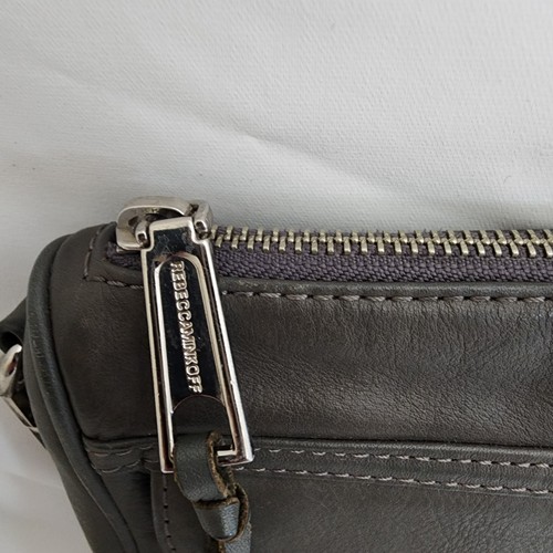 Rebecca Minkoff Grey Crossbody Leather Purse Chain Strap Flap Close - Picture 4 of 10