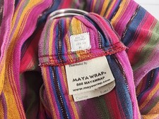 Maya Wrap Ring Sling Carrier 100 Cotton Guatemala Made Rainbow Stripe Pocket
