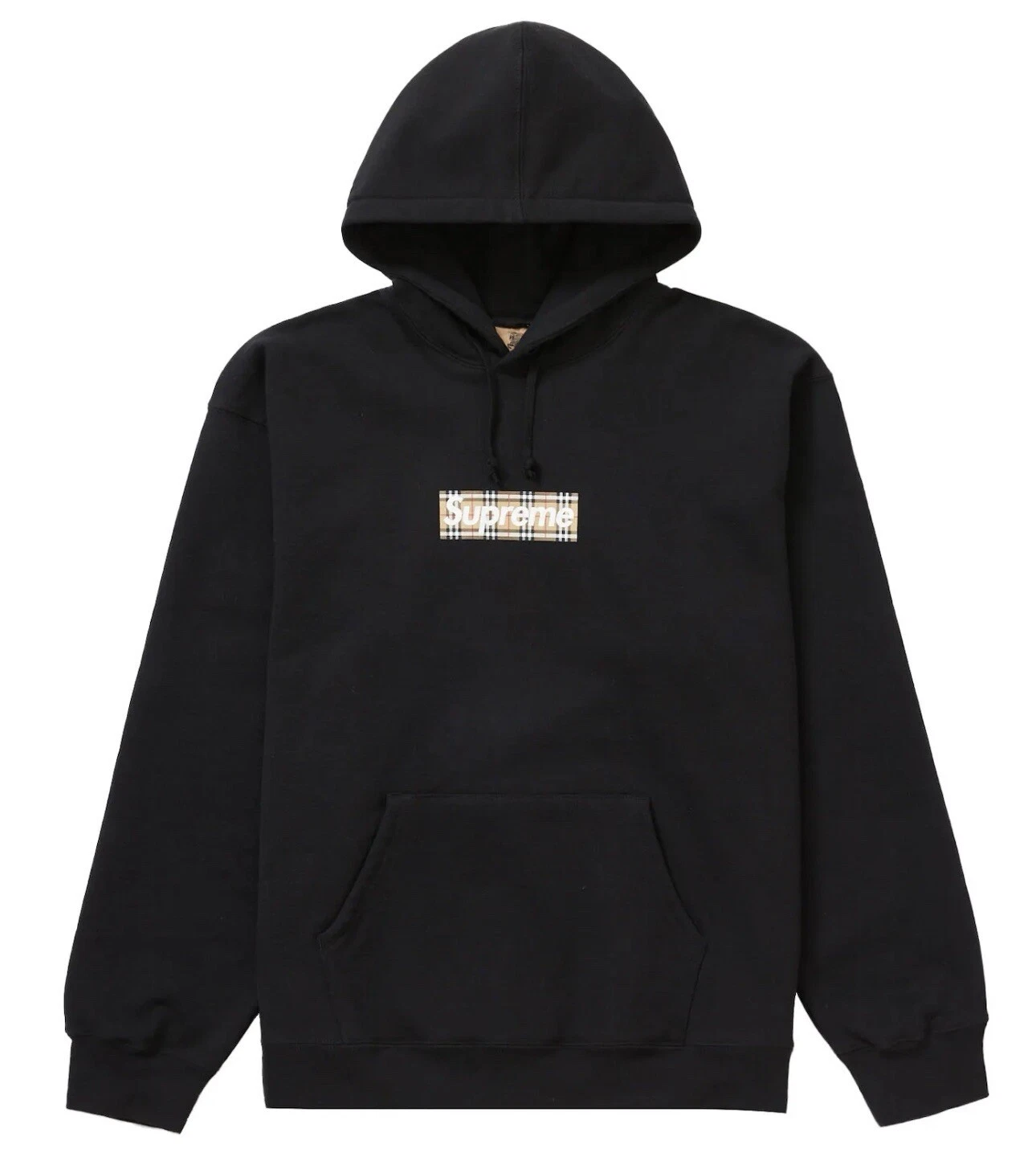 Felpa con cappuccio logo Supreme x Burberry Box nera nera taglia XXL