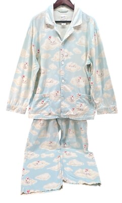 Vtg Nick Nora Target Dog Clouds Pajama Set M 100% Cotton Flannel RARE