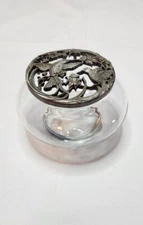 1980s Anchor Hocking Radcliffe Pewter Glass Potpourri or Trinket Jar Vintage
