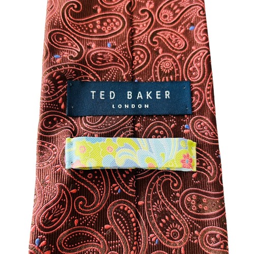 Corbata de seda Ted Baker negra naranja azul cachemira nueva con etiquetas $85 - Imagen 5 de 6