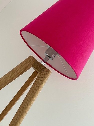 Pantalla de lámpara tono de luz cónico cónico cono de terciopelo rosa caliente - Imagen 5 de 10