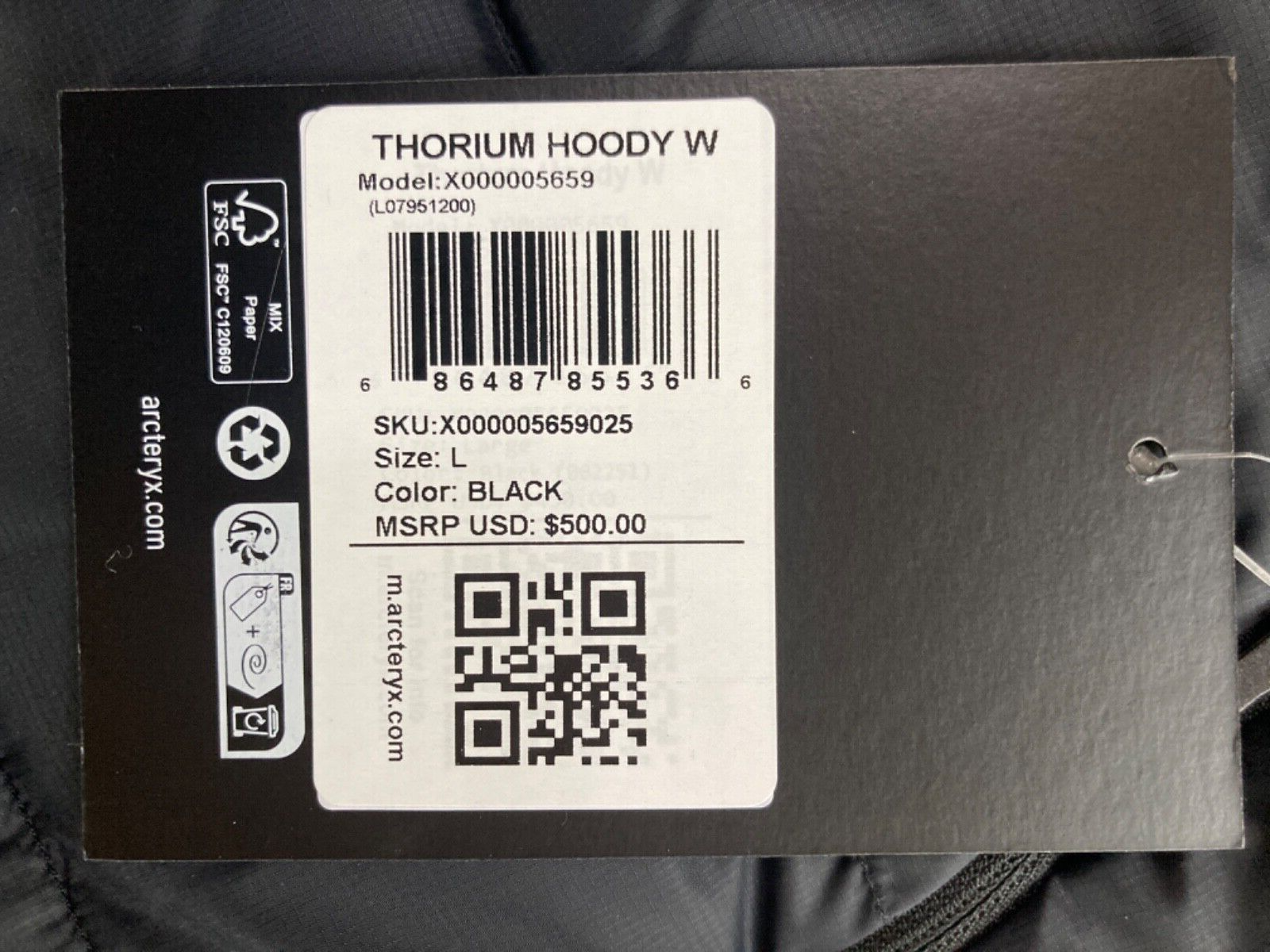 ARC'TERYX ARCTERYX Felpa con Cappuccio Donna Piumino Torio Nera Large Nuova con etichette