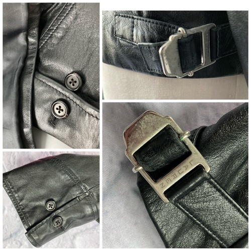 ON SALE! LRL L Black Leather Jacket Ralph Lauren Zipper Motorcycle Lined Buckles - Picture 9 of 10
