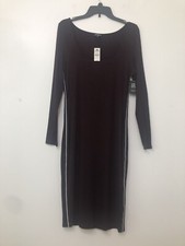 Express Womens Dress Size Large Burgundy MIDI Long Sleeve Square Neck New