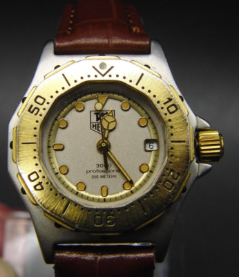 Tag Heuer 3000 Professional 200M 934.208 Edelstahl Leder Damenuhr