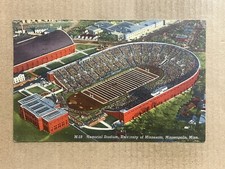 Postcard Minneapolis MN University Of Minnesota Campus Memorial Football Stadium