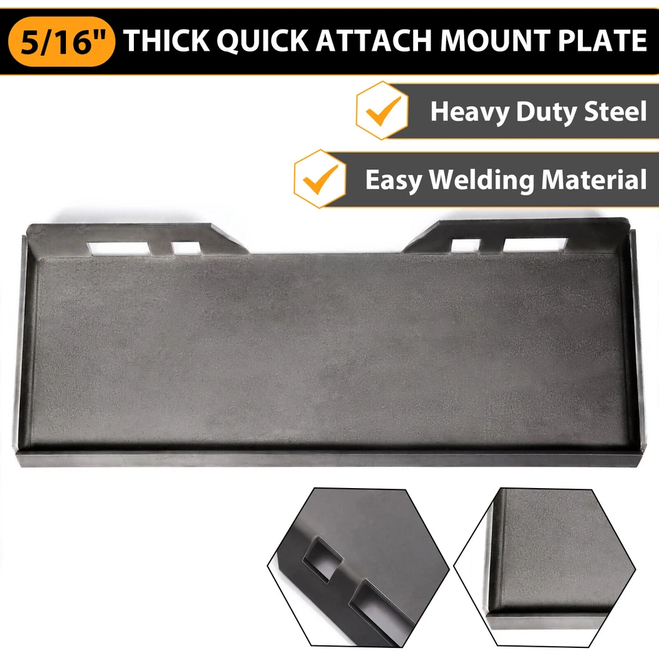 5/16" Quick Tach Attachment Mount Plate Skid Steer Loader For Bobcat For Kubota - Image 4 of 4