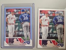 2023 Topps Update Mike Trout Matt Chapman US313 Fathers Day Blue 28/50 Plus base