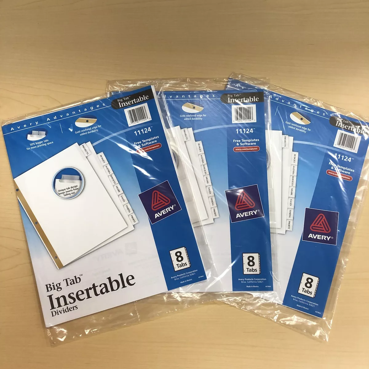 AVERY 11124 Insertable Big Tag White Dividers Set of 3 Lot Office Supplies
