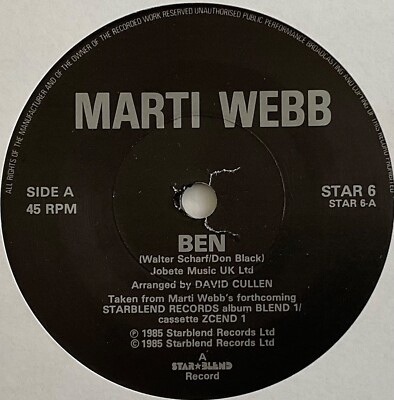 Marti Webb - Ben - 7  Vinyl Single