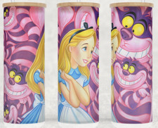 Taza vaso de vidrio esmerilado Alicia en el País de las Maravillas y Cheshire gato 25 oz