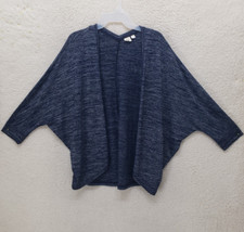 Gap Women Sweater Large Blue Heathered Rayon Blend Open Front Casaul Cardigan