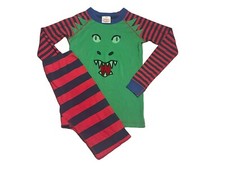 Hanna Andersson Dragon Pajama Set 140 10 Top Bottom Long Sleeve Green