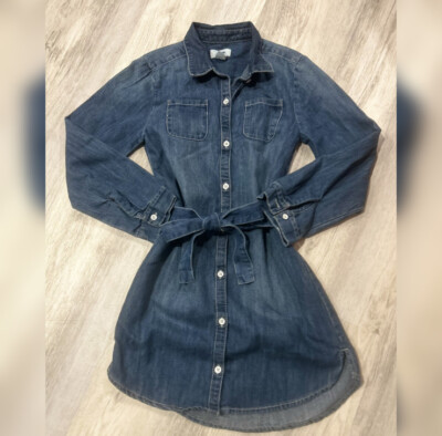 old navy long sleeve denim dress Long-Sleeve Fit & Flare Jean Mini Dress