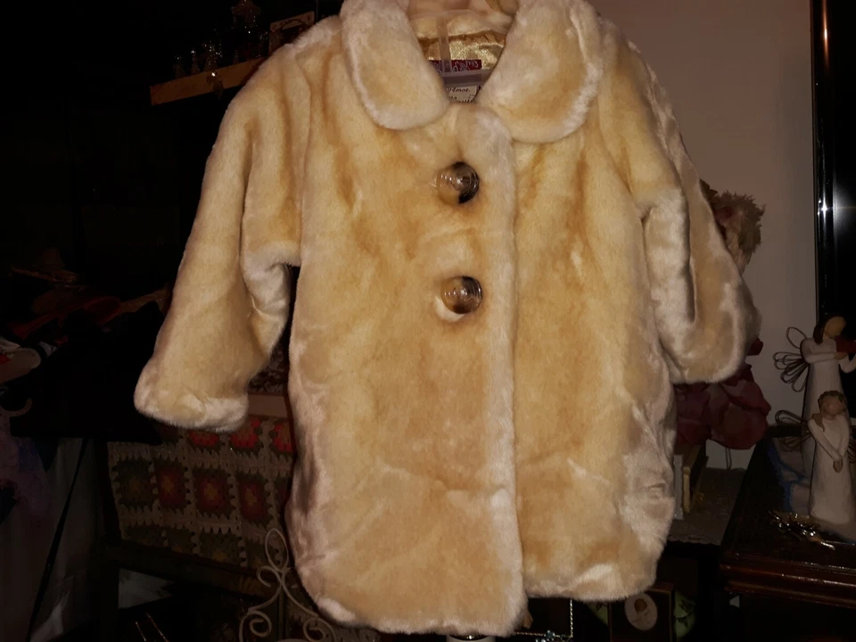 ABRIGO ANTIGUO AZUL MARINO BEBÉ NIÑA 18-24 MESES PIEL SINTÉTICA FORRADO SATINADO USADO 1X SOMBRERO BUFANDA GRATIS Foto 3 de 4