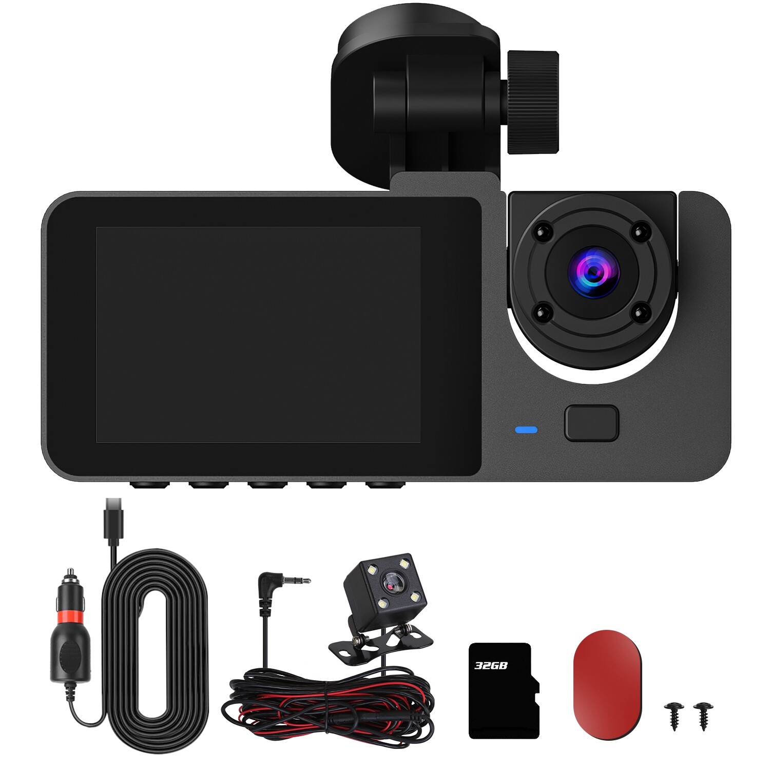 Dual Dash Cam with Front and Rear View Night Vision DVR Recorder-image