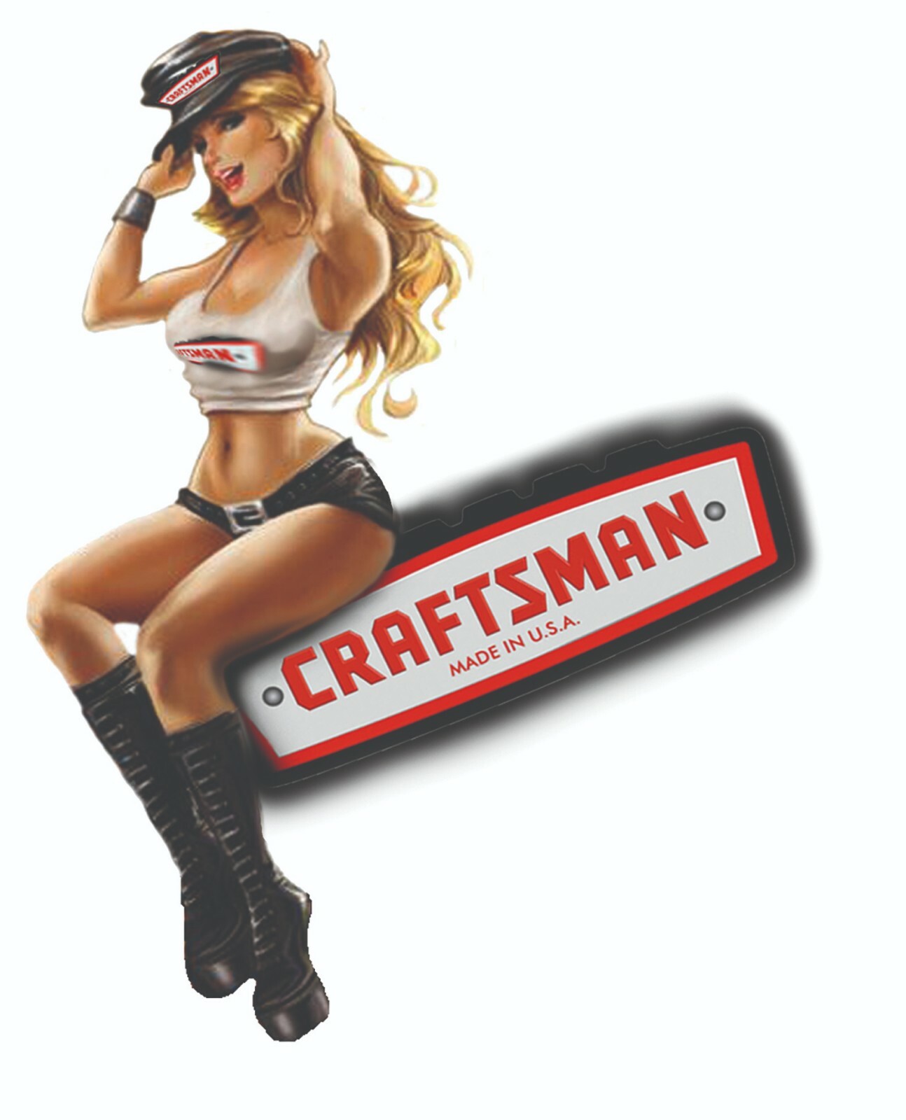 CRAFTSMAN TOOL STICKER HARLEY GIRL PINUP SEXY VINTAGE DECAL MECHANIC