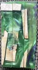 3 Pen Blanks Hackberry Burl Wood Alumilite Green Purple