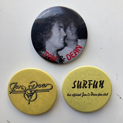Jan & Dean LOT 3 Diffrent Vintage Buttons Pins