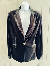 Nygard Slim Missy Coffee Velvet Blazer Jacket-single Button Closure Size 6