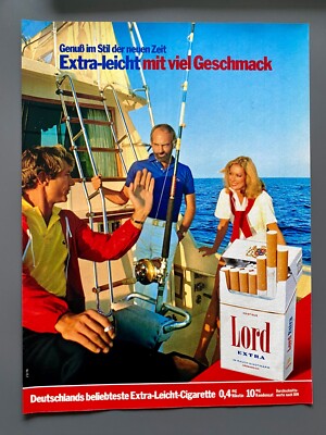 Lord Extra Segeln Yacht Angeln Meer Original 1978 Vintage Advert Werbung